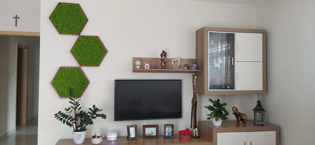 Sada machových obrazov- šesťuholník 3ks