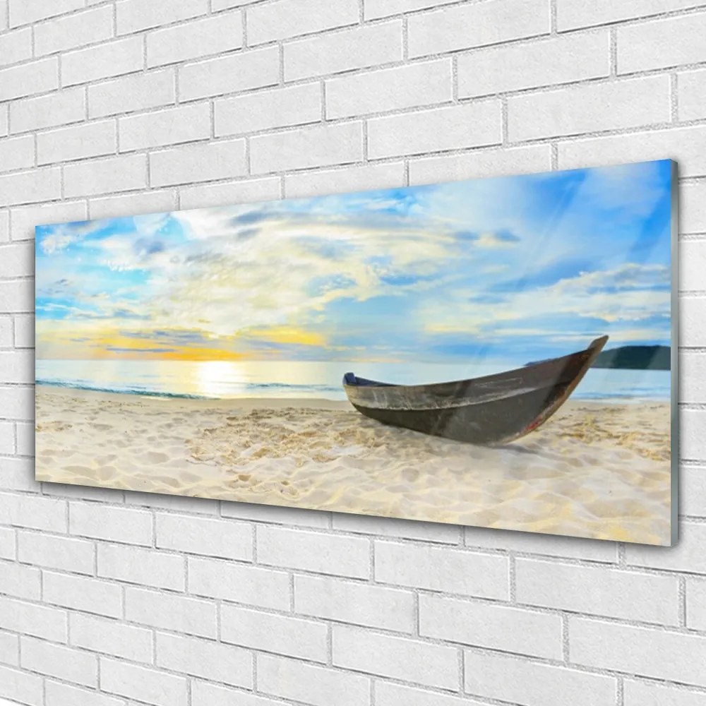 Obraz plexi Szklane loďku plaża morze 125x50 cm