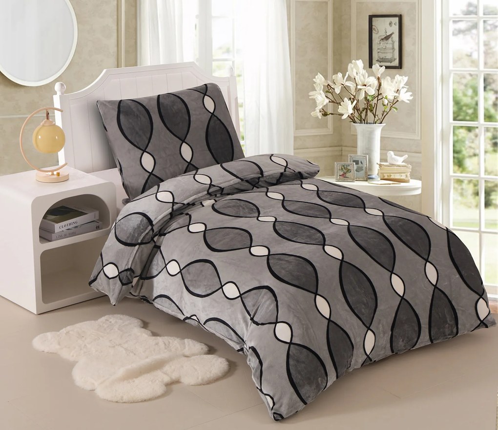 Mikroplyšové obliečky Gold Ribbon 200x220cm+90x70cm TiaHome