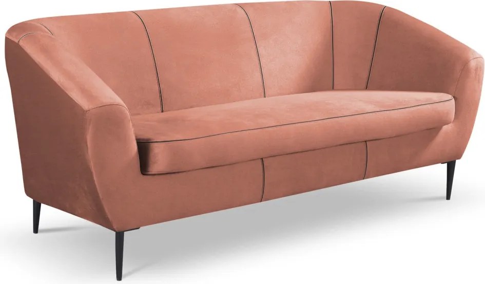 Trojmiestna pohovka Olivio, lososová zamatová tkanina