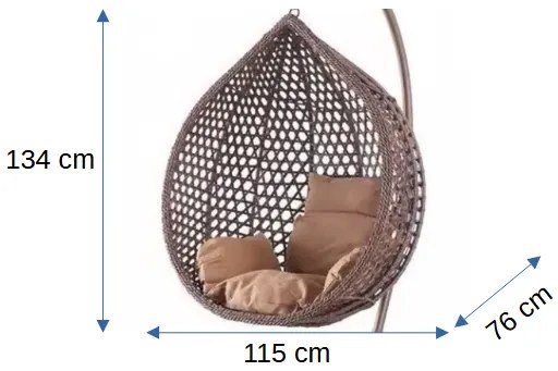 Závěsné houpací křeslo Houseland Imogen hnědé XL