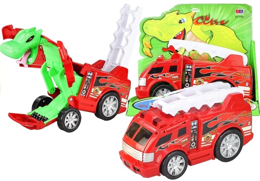 LEAN TOYS Hasičské autíčko - transformers červené
