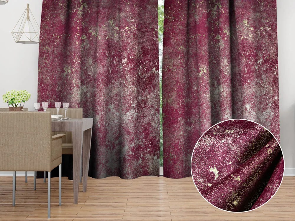 Biante Zamatový záves Isabela IBL-006 Gold Design vínový - šírka 135 cm 135x250 cm