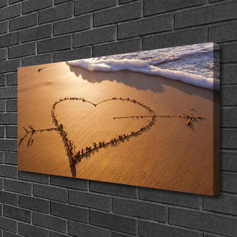 Obraz na plátne Pláž srdce more umenie 120x60 cm