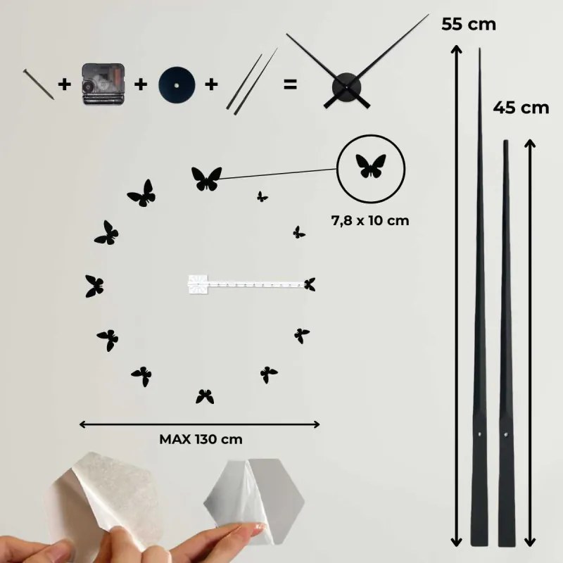 Hodiny na stenu s motýľmi vytvárajú vizuálne pútavý efekt | SENTOP 12S001