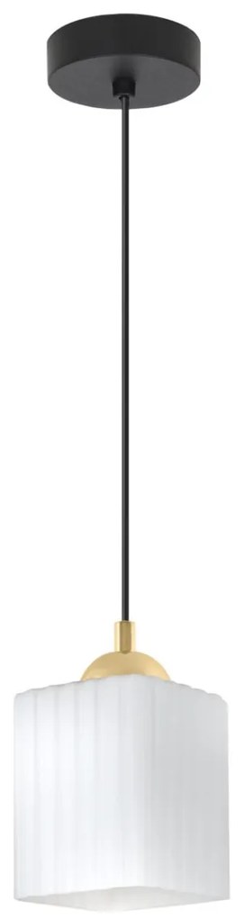 Závesné svietidlo Riffle Square, 1x biele sklenené tienidlo, b/g