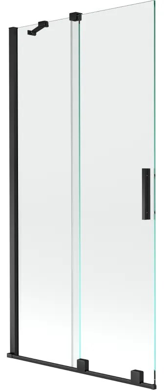 Mexen Velar, 2-krídlová posuvná vaňová zástena 90 x 150 cm, 8mm číre sklo, čierna matná, 896-090-000-01-70