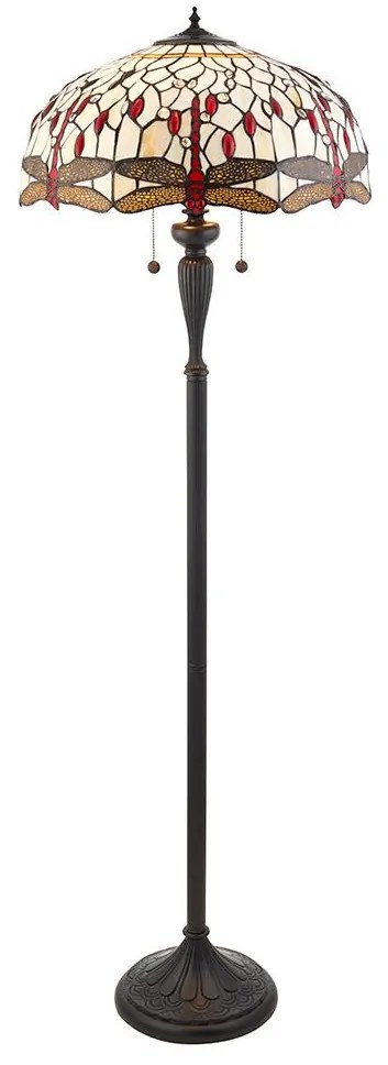 Endon 70940 - Stojacia lampa Tiffany DRAGONFLY 2×E27/60W/230V, priemer 50 cm