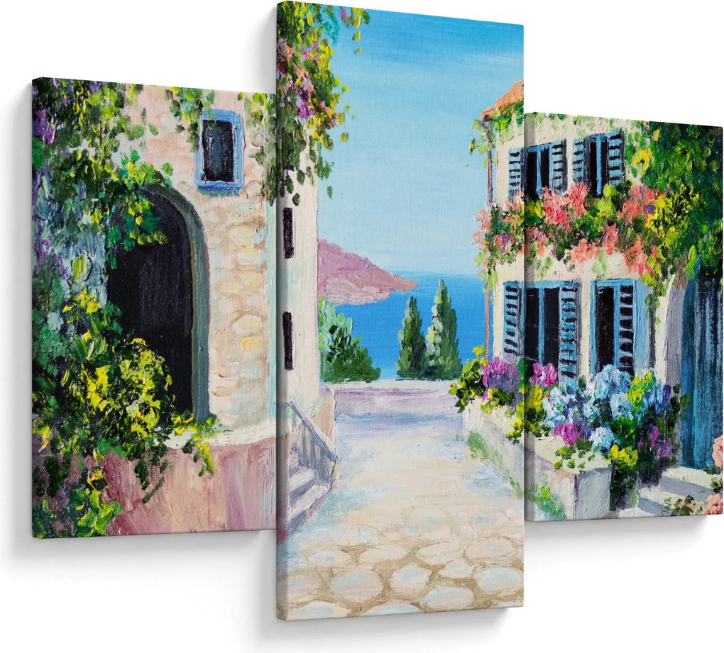 Obraz - Grécka ulička, olejomaľba (90x60 cm)