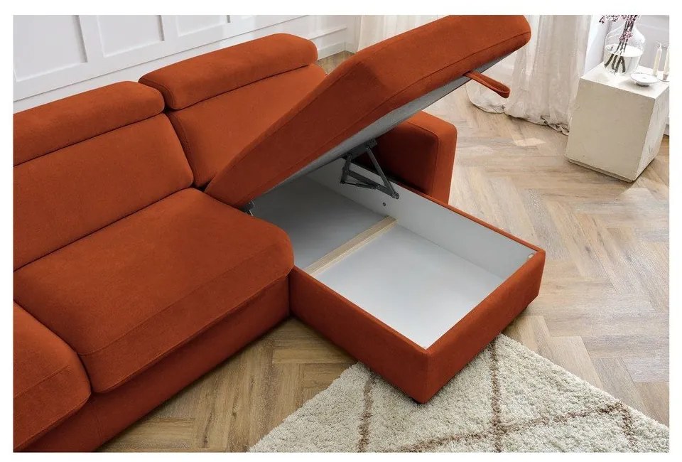 Rozkladacia rohová pohovka v tehlovej farbe (variabilná) Monaco – Bobochic Paris