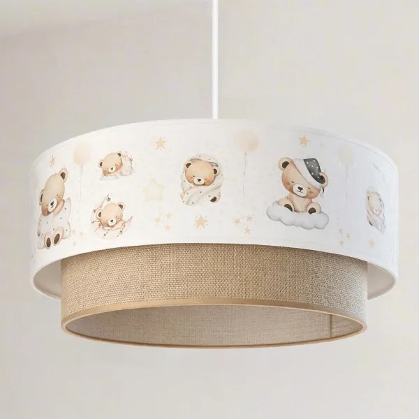 Brilagi- LED Detský luster na lanku BOBO 1xE27/60W/230V pr. 40 cm biela/béžová/medvedík