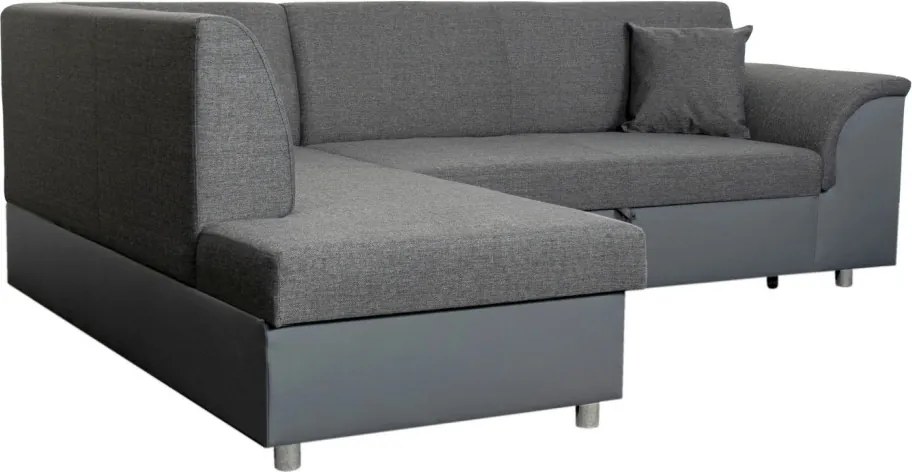 Rohová sedacia súprava Bernett, antracitová ekokoža/sivá tkanina, ľavý roh