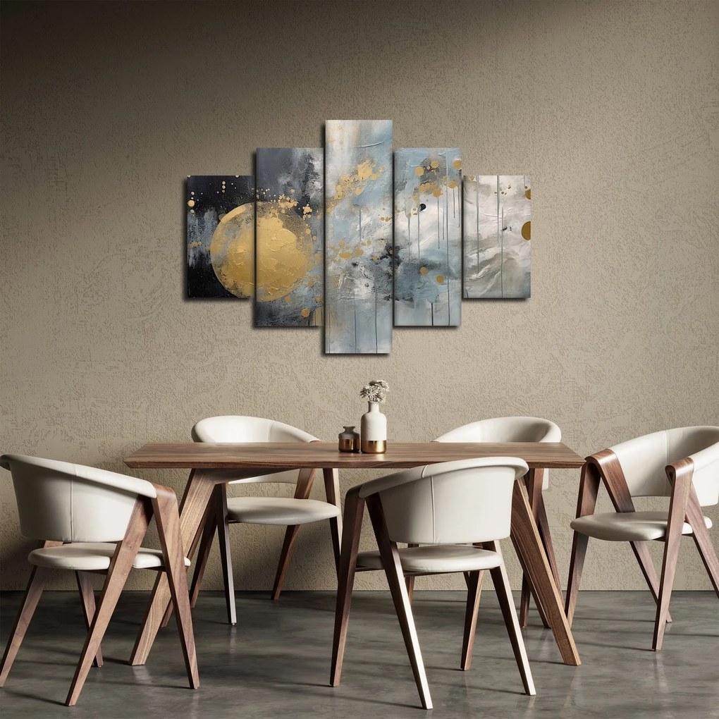 Obraz - Abstrakcia so zlatou guľou (150x105 cm)