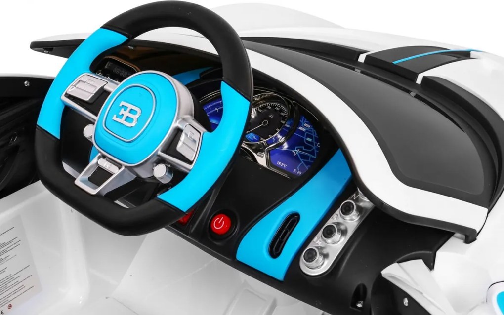 Ramiz Bugatti Divo autíčko na batérie pre deti biele + diaľkové ovládanie + EVA + pomalý štart + LED MP3