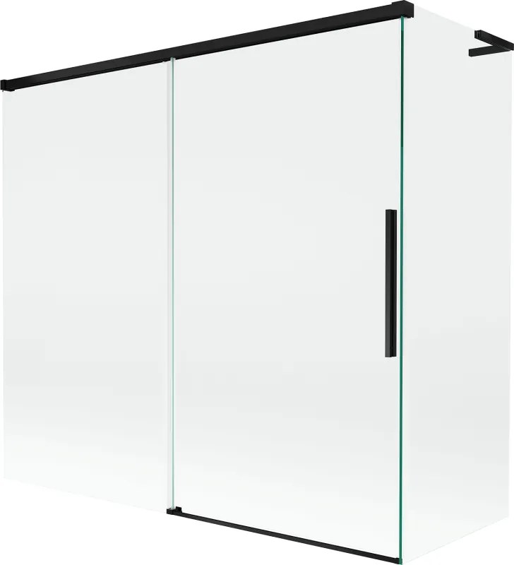 Mexen Rox, L posuvná 2-krídlová vaňová zástena 170 + 80 x 150 cm, 8mm číre sklo, čierny matný profil, 8C9L-170-080-70-00