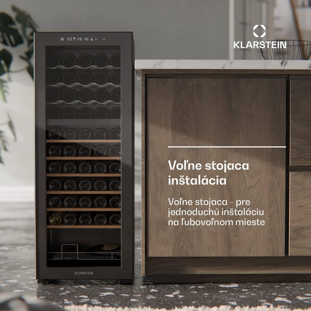 Klarstein Bovella 55 Duo+ chladnička na víno, 2 v 1, 55 fliaš, 2 zóny, 9 políc, Dotykové ovládanie