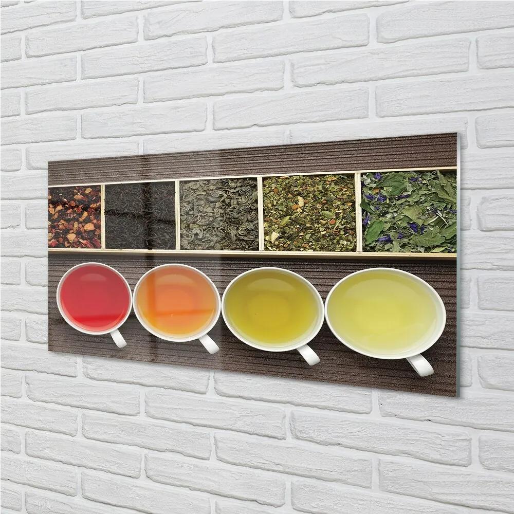 Obraz na skle čaju byliny 125x50 cm