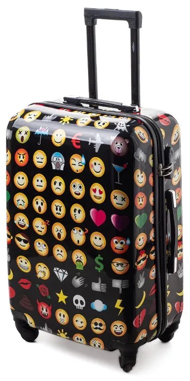 Rogal Farebný detský kufor na kolieskach "Emoticons" - M (35l)