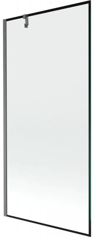 Mexen Next, 1-krídlová vaňová zástena 90 x 150 cm, 6mm číre sklo - čierny vzor, brúsená grafitová, 895-090-000-00-70-66