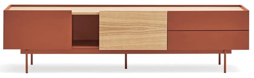 TV stolík v dekore duba v tehlovo-prírodnej farbe 180x45 cm Otto – Teulat