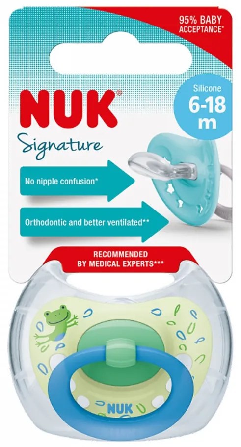 Dojčenský cumlík NUK Signature 6-18 m blue, vel. 6-18 m
