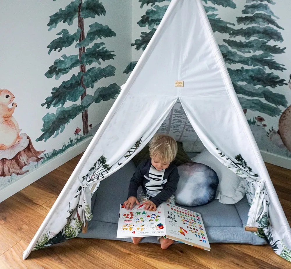 lovel.sk Detský stan teepee Forest wolf + podložka + 4 vankúše