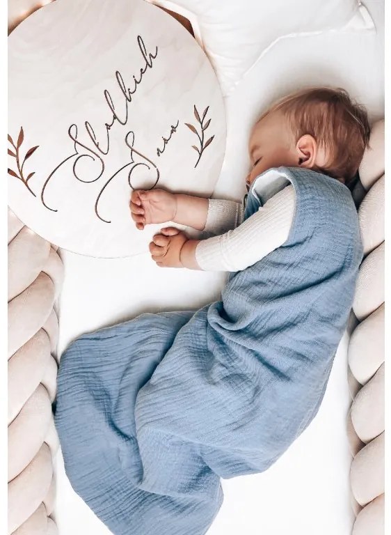 Obojstranný ľahký mušelínový spací vak Petrol 4 – 24 mesiacov M