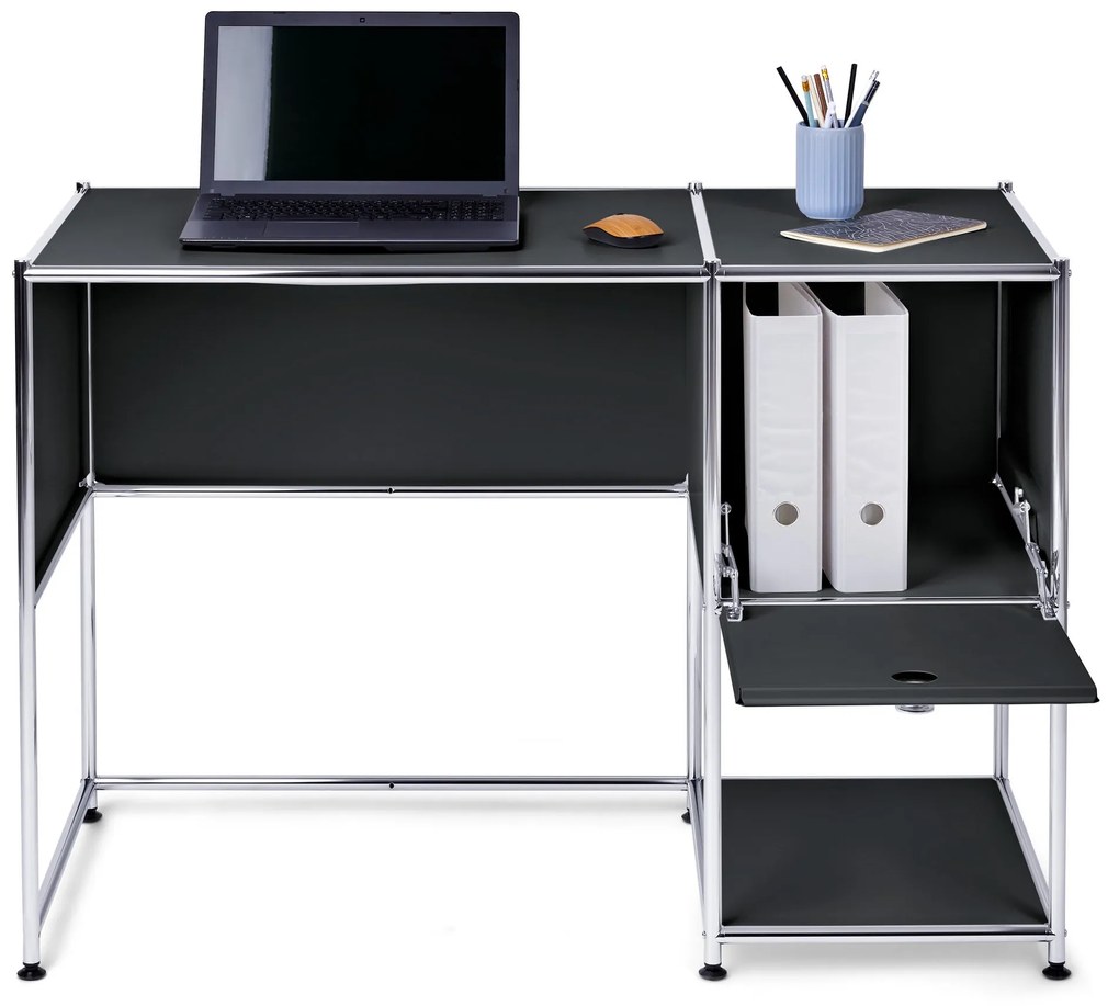 Kovový písací stôl »CN3« s výklopnými dvierkami, čierny