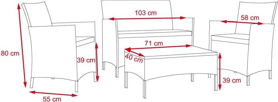 Set zahrad.nábytku 7-dielny ratanový Avenberg GRANDE sivá