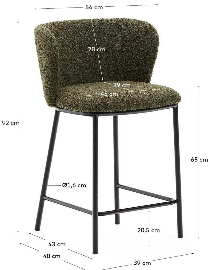 Zelená barová stolička (výška sedadla 65 cm) Ciselia – Kave Home