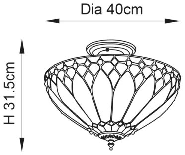 Endon 63978 - Prisadené stropné svietidlo Tiffany BROOKLYN 3xE27/60W/230V, priemer 40 cm