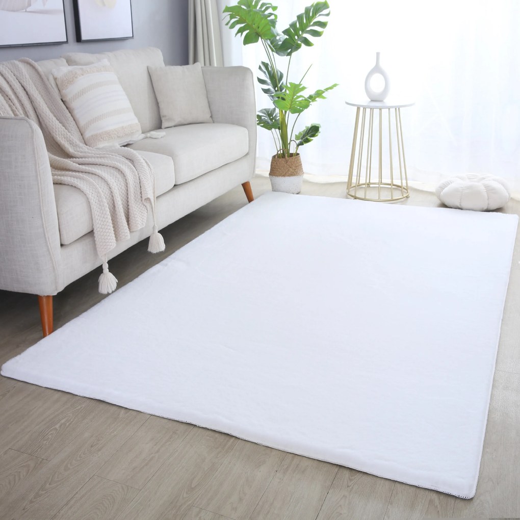 Ayyildiz, Kusový koberec Pouffy 5100 White, 80x250, biela, obývacia izba