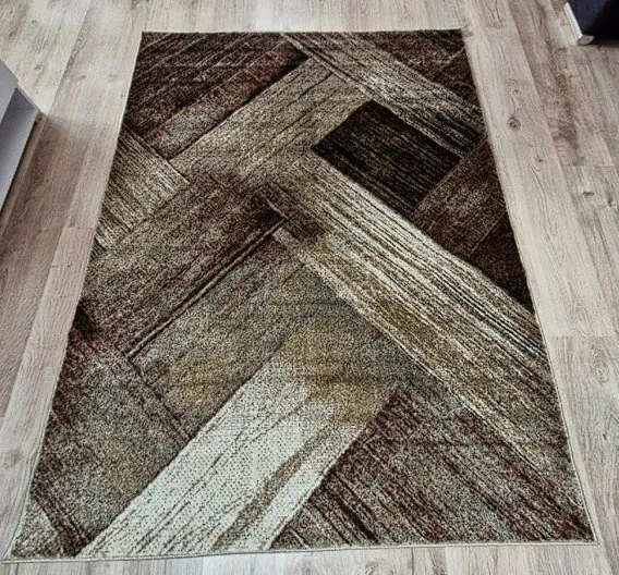 Moderný hnedý koberec Villa 836 s geometrickým vzorom | obdĺžnik Rozmer: 140x190 cm