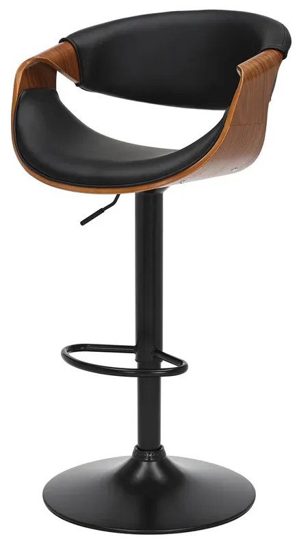 Barová stolička ORGANIC otočná čierna dekor orechového dreva