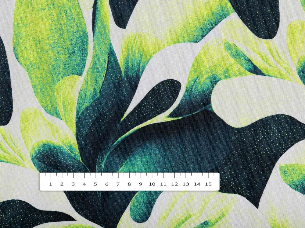 Biante Dekoračný oválny obrus Rongo RGP-505 Veľké zelené listy 140x200 cm