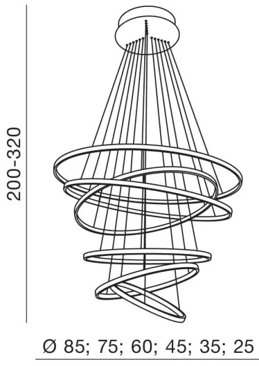 Luxusný luster Wheel 6 Long Dimm zlaté
