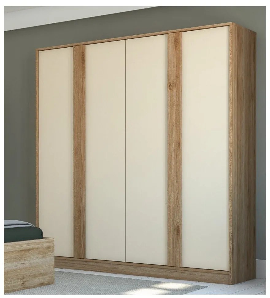 Šatníková skriňa v dekore duba v krémovo-prírodnej farbe 180x197,5x53 cm Dennis – Marckeric