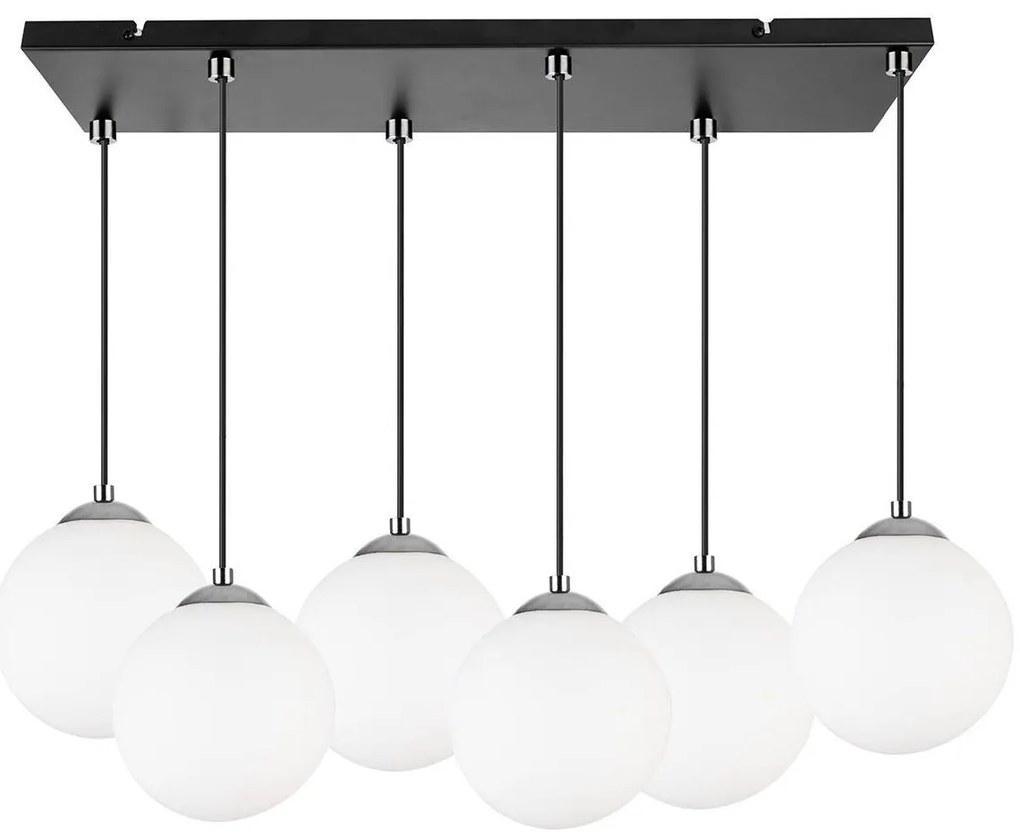 Závesné svietidlo Florence, 6x biele sklenené tienidlo, (výber z 3 farieb uchytenia)