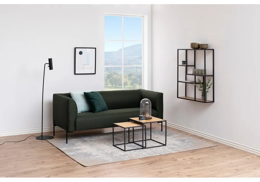Nástenná knižnica v dekore duba v čierno-prírodnej farbe 75x91 cm Seaford – Actona