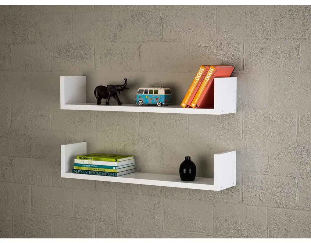 SADA 2x Nástenná polica IRIS 14,5x63 cm biela