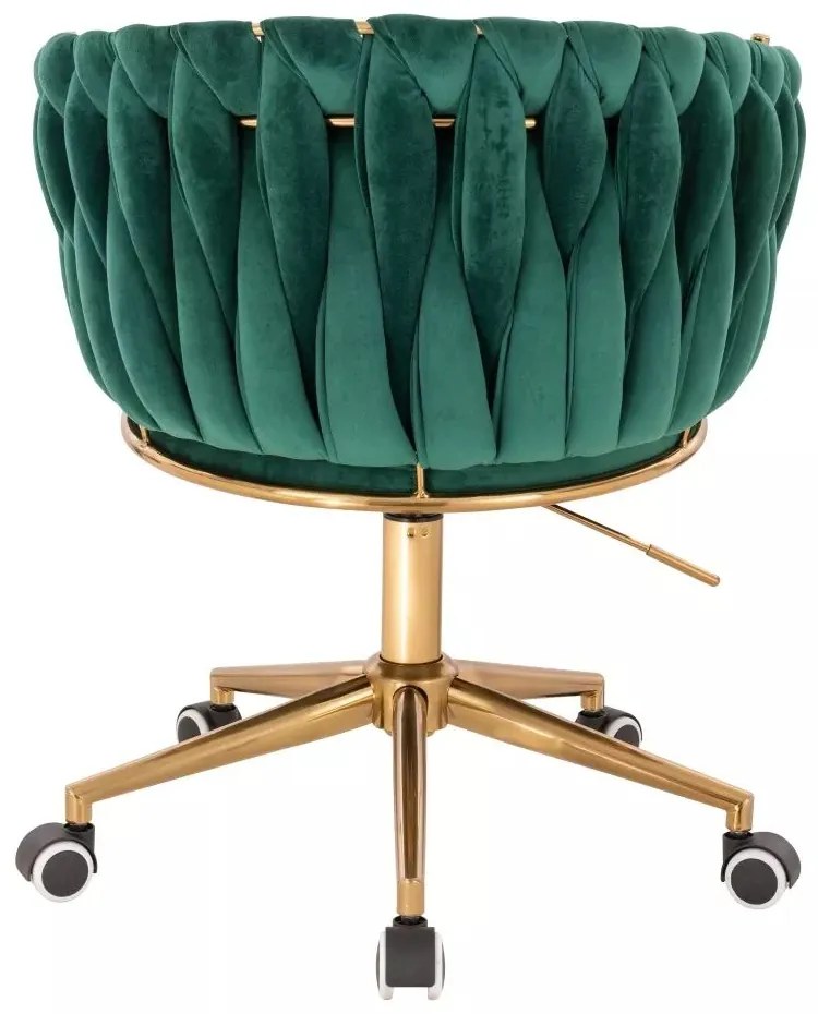 LuxuryForm DESIGN Kreslo NORDEN VELUR na zlatej podstave s kolieskami - zelené