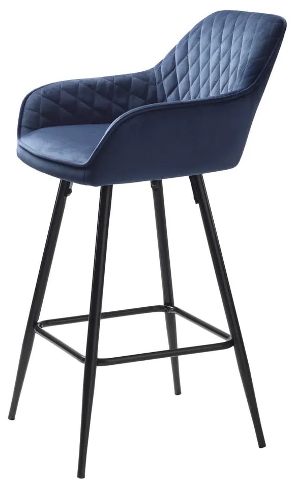 Modrá zamatová barová stolička (výška sedadla 67 cm) Milton – Unique Furniture