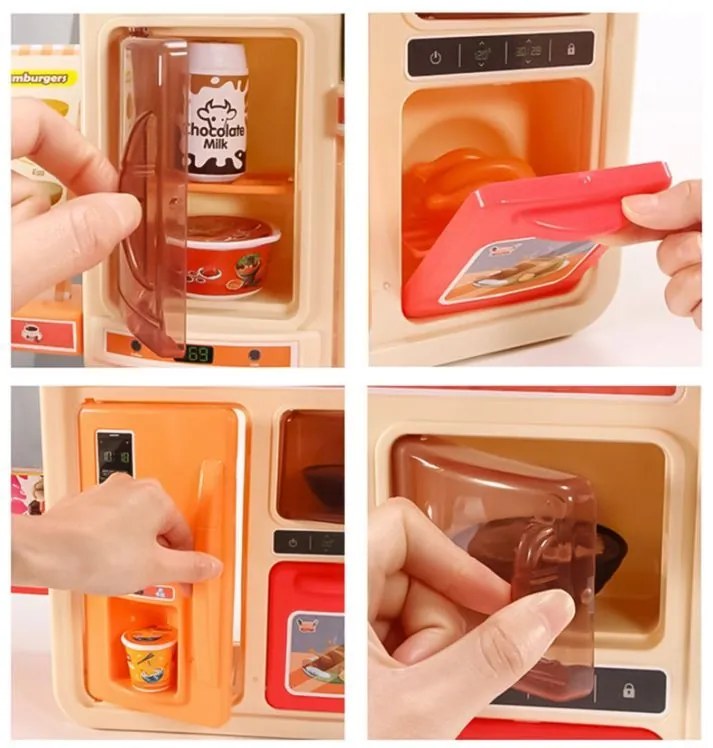 Ružová detská kuchynka s parným generátorom + príslušenstvo