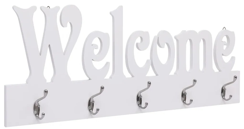 vidaXL Nástenný vešiak WELCOME biely 74x29,5 cm