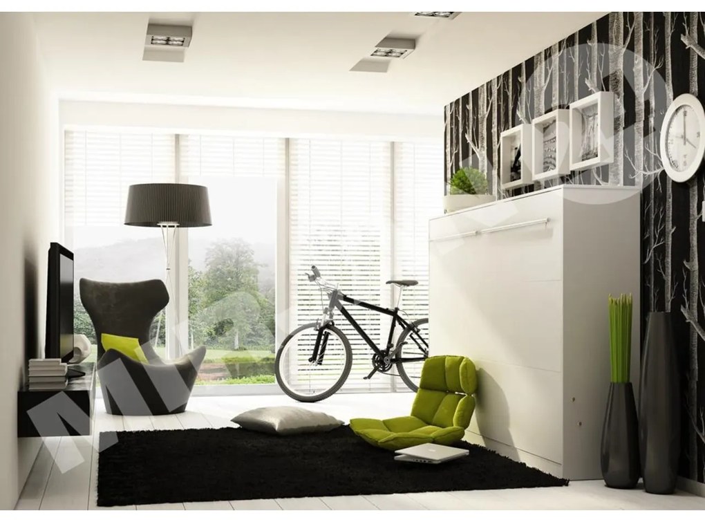 Skladacia posteľ Concord Pro II, Farby: biely / biely lesk, Rozmer postele: 90x200