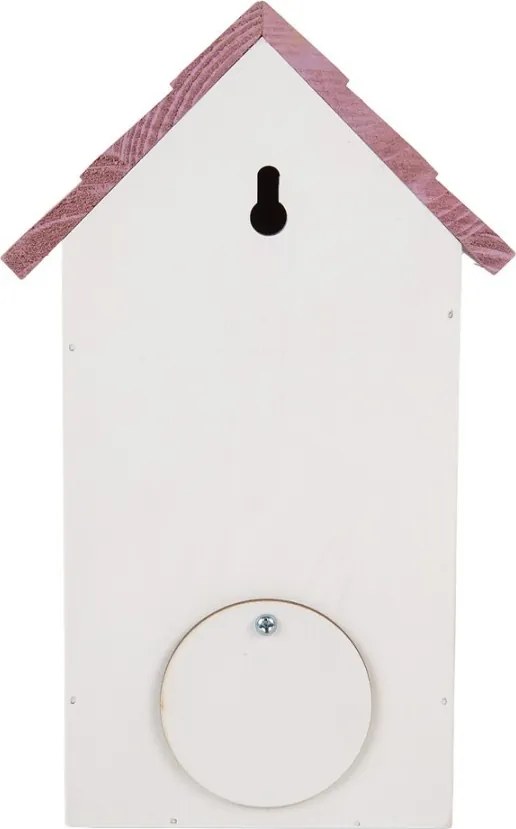 Bielo-fialová drevená vtáčia búdka s kvetmi Birdhouse - 15*10*22 cm