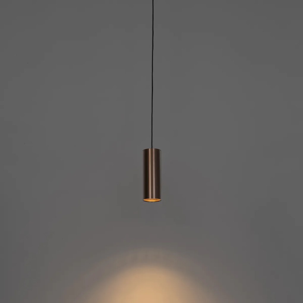 Dizajnová závesná lampa tmavobronzová vrátane 1-fázového koľajnicového adaptéra - Iconic Tubo