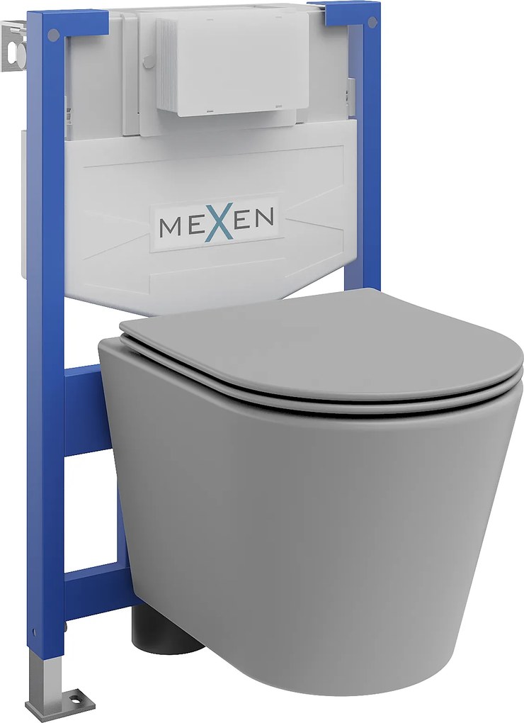 Mexen Fenix XS-F, podomietkový modul a závesné WC Rico so sedátkom s pomalým dopadom, svetlá šedá matná, 68030724061