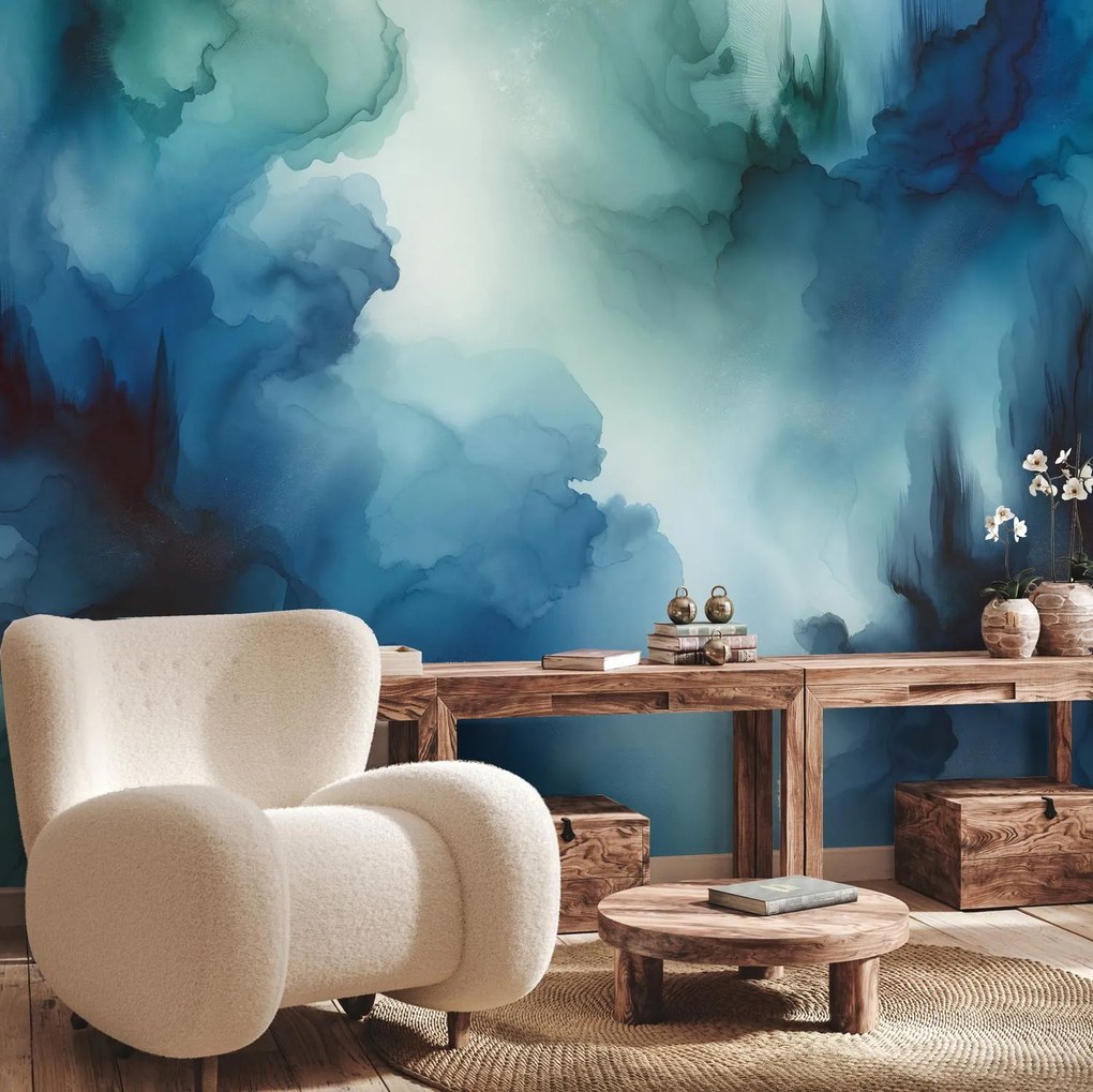 Fototapeta - Modrá abstraktná hmla (147x102 cm)