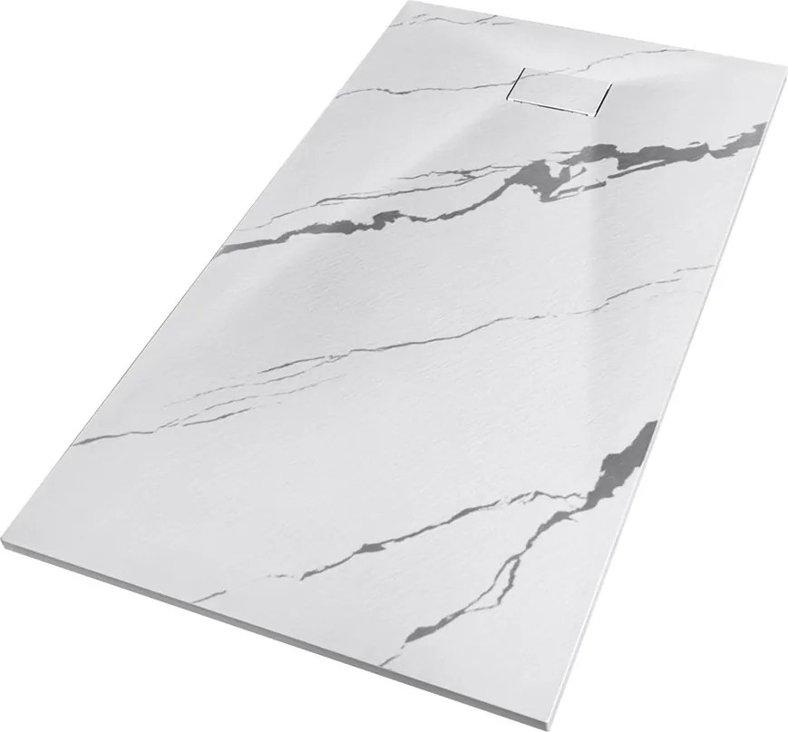 Besco Obdĺžniková sprchová vanička z SMC kompozitu VEXO MARBLE R 100x80 (120x80, 120-180x90) BESCO-Rozmery: 140x90